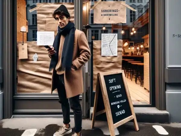 Young diner spots a soft opening restaurant in oslo checking geotags on phone